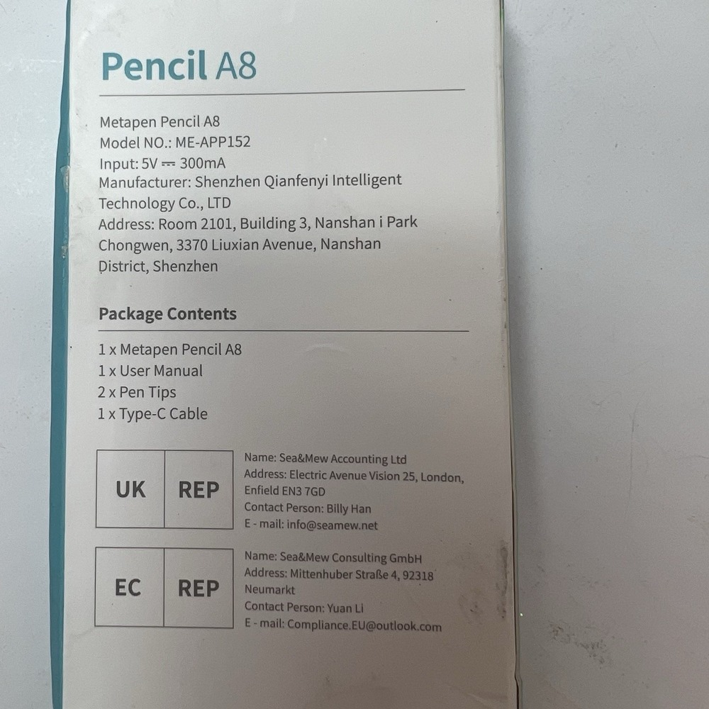 Metapen Pencil A8 Stylus Pen for Apple iPad White NEW Tilt Sensitive Fast Charge - Picture 4 of 7